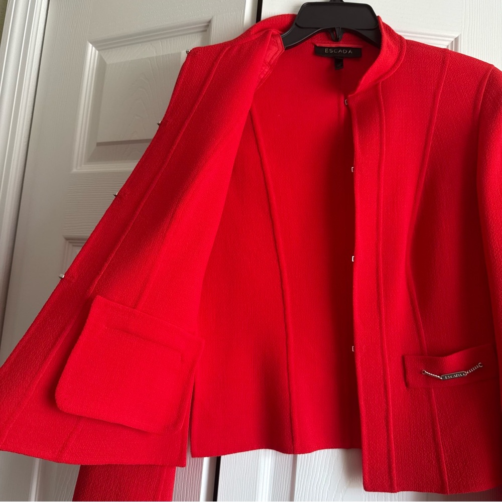 EUC ESCADA Red Wool Set Blazer Jacket and Pants - Picture 7 of 15